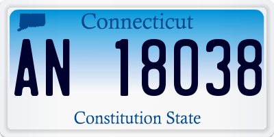 CT license plate AN18038