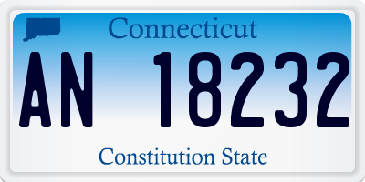 CT license plate AN18232