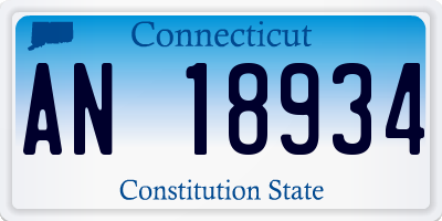 CT license plate AN18934