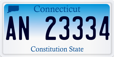 CT license plate AN23334