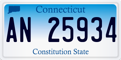 CT license plate AN25934