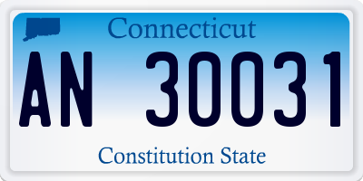 CT license plate AN30031