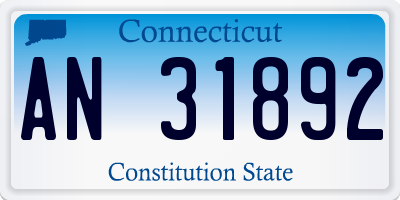 CT license plate AN31892