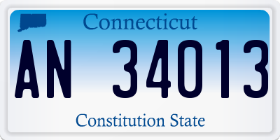 CT license plate AN34013