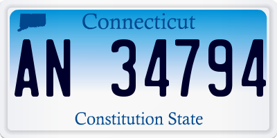 CT license plate AN34794