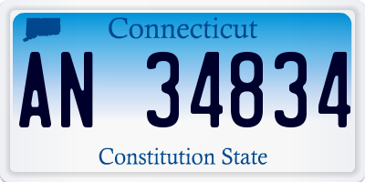 CT license plate AN34834