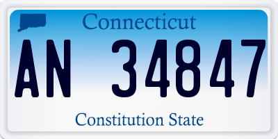 CT license plate AN34847