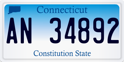 CT license plate AN34892