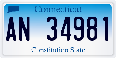 CT license plate AN34981