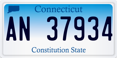 CT license plate AN37934