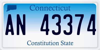 CT license plate AN43374