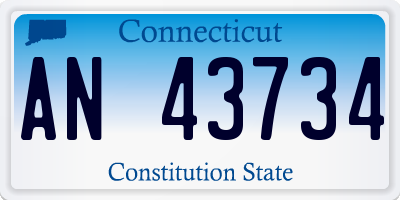 CT license plate AN43734