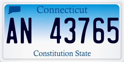 CT license plate AN43765