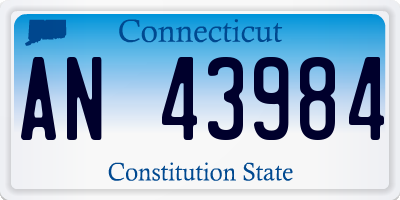 CT license plate AN43984