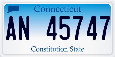 CT license plate AN45747