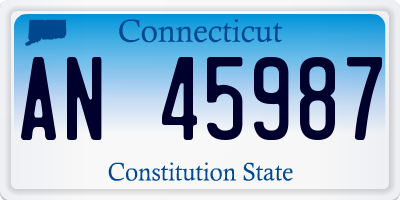 CT license plate AN45987