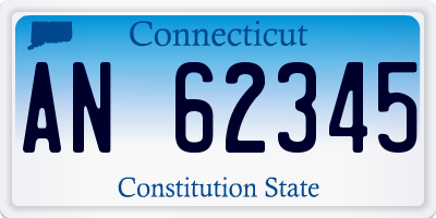CT license plate AN62345