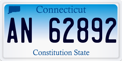 CT license plate AN62892