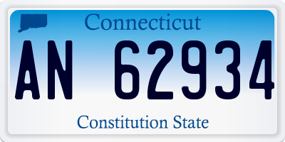 CT license plate AN62934