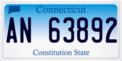 CT license plate AN63892