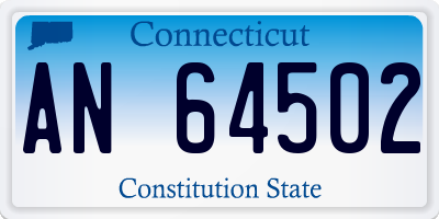 CT license plate AN64502