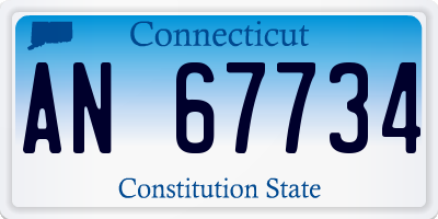 CT license plate AN67734