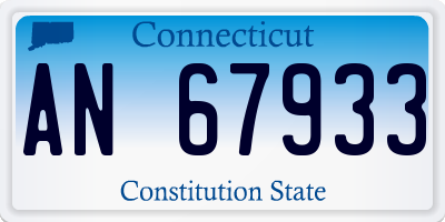 CT license plate AN67933