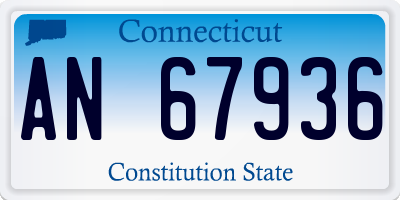 CT license plate AN67936