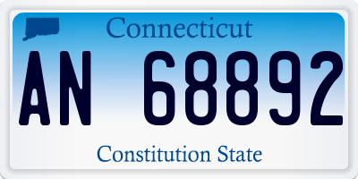 CT license plate AN68892