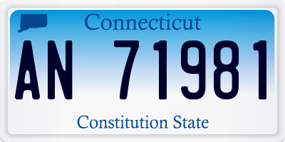 CT license plate AN71981