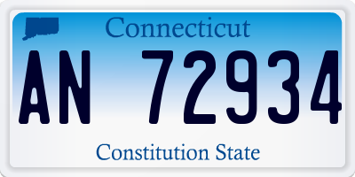 CT license plate AN72934