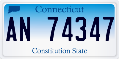 CT license plate AN74347