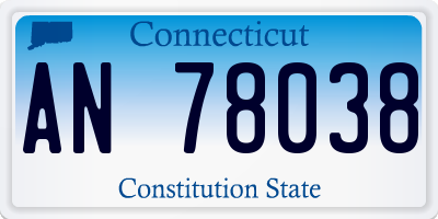 CT license plate AN78038
