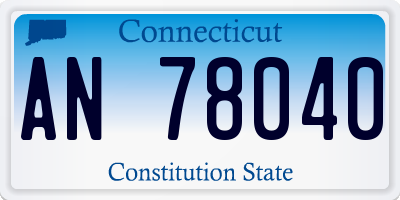 CT license plate AN78040