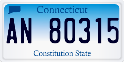 CT license plate AN80315