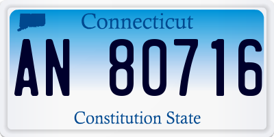 CT license plate AN80716