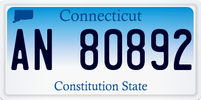 CT license plate AN80892