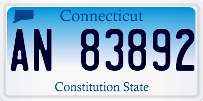 CT license plate AN83892