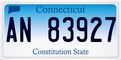CT license plate AN83927