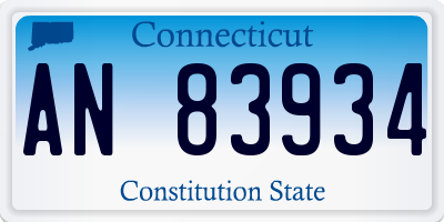 CT license plate AN83934