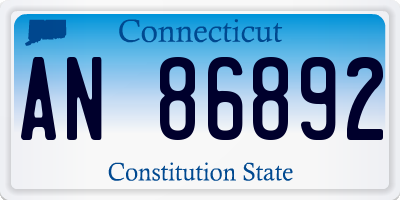 CT license plate AN86892