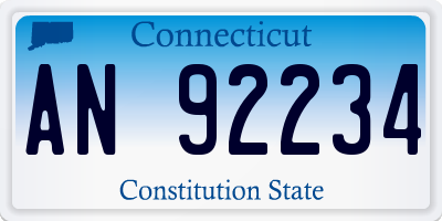 CT license plate AN92234