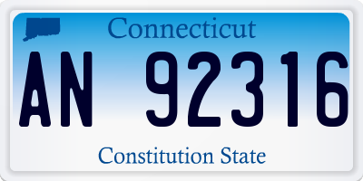 CT license plate AN92316