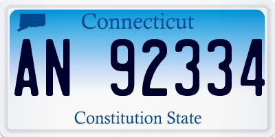 CT license plate AN92334