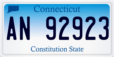 CT license plate AN92923