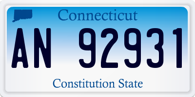 CT license plate AN92931