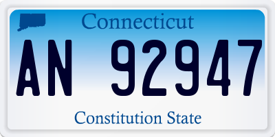 CT license plate AN92947