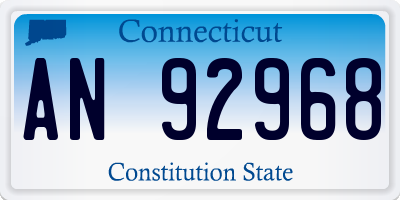 CT license plate AN92968