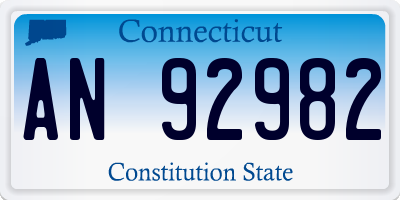 CT license plate AN92982