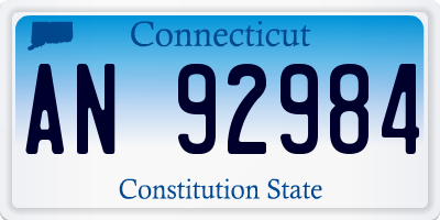 CT license plate AN92984